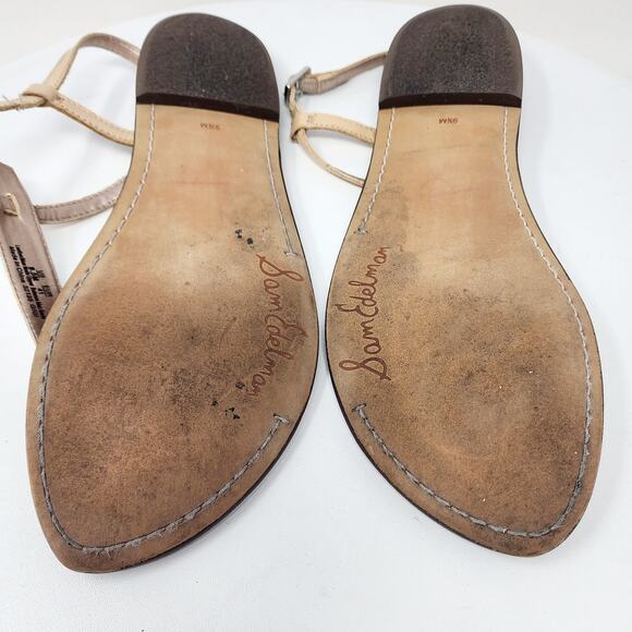 Sam Edelman Gigi Sandal Size 9.5M Iridescent T-Strap Pink Blue Snake Leather - Picture 14 of 14